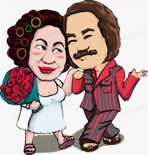 手绘创意卡通人物结婚的夫妻PNG图片素材下载_卡通人物PNG_熊猫办公