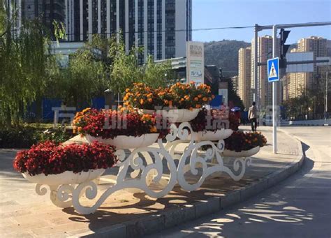 不锈钢花盆组合长方形花槽花桶户外种植箱花池金属商业街道路花器-阿里巴巴