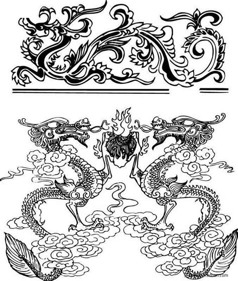 素材 | 29幅中国龙白描图谱 喜欢龙的朋友一定收藏_工笔画
