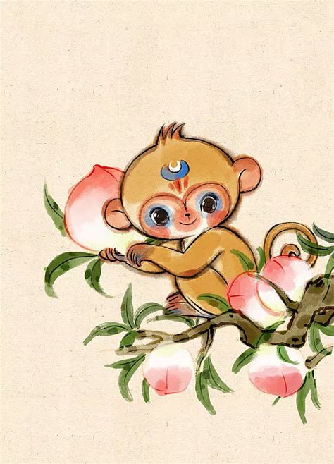 十二生肖猴插画图片素材