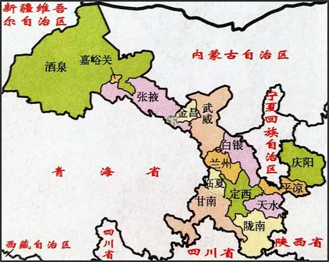 甘肃地图简图 - 甘肃省地图 - 地理教师网