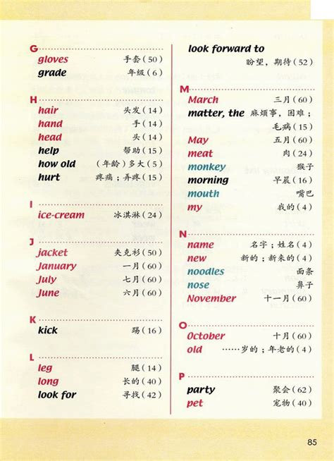 新起点小学英语|六年级上册单词表