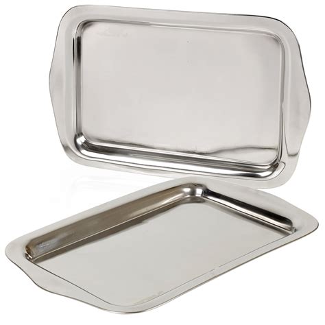 Stainless Steel Serving Tray Food Platter Dinner Salver Silver Effect ...