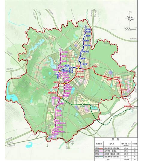 滁州城市轨道4条线规划图出炉 2020年以前开工建设1号线