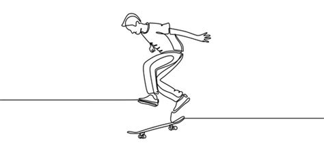 One continuous drawn line skateboard drawn Vector Image