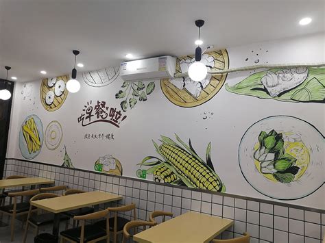 美食餐饮店墙体彩绘_艺匠手绘