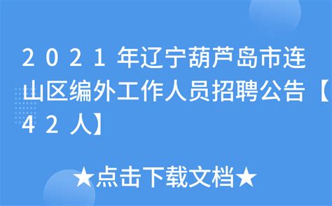 2021年辽宁葫芦岛市连山区编外工作人员招聘公告【42人】