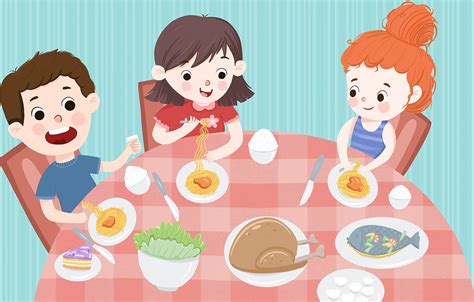 卡通手绘幼儿园小朋友吃饭PNG图片素材下载_卡通PNG_熊猫办公