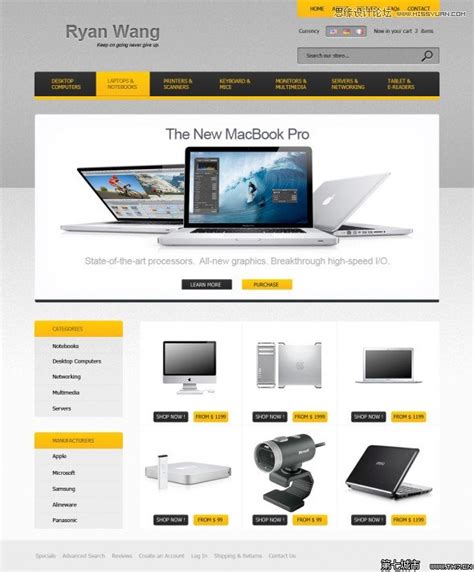 ps设计时尚风格数码科技电子商务网站模 - 网页模板 - PS教程自学网