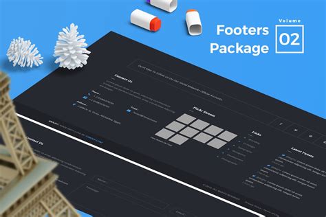 网站页脚菜单UI设计模板V2 Footers for Web Vol 02 – 设计小咖