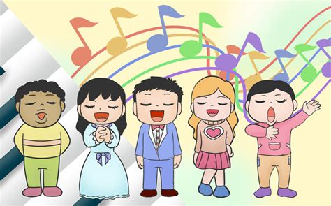 儿童卡通世界儿歌节可爱小朋友合唱原创手绘插画图片素材免费下载 - 觅知网