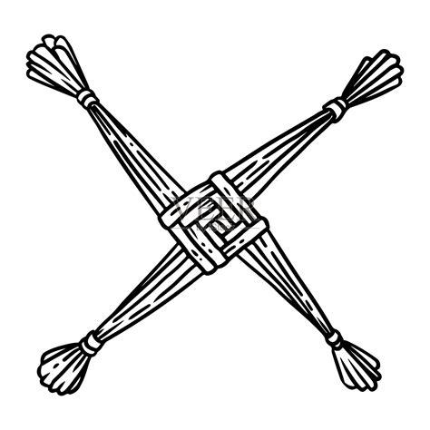 布丽吉德的十字架由稻草手绘的独立图标。威卡异教徒的素描符号。孤立的矢量元素，为印刷，设计，卡片手绘线条艺术插图。插画图片素材_ID ...