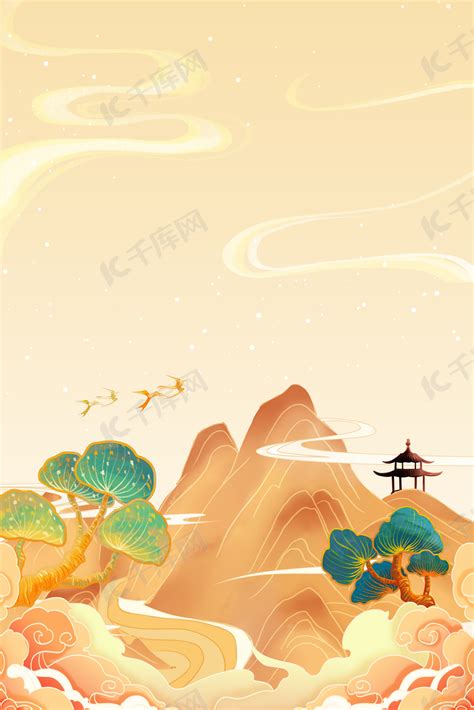 敦煌远山咖色中国风背景图片免费下载-千库网