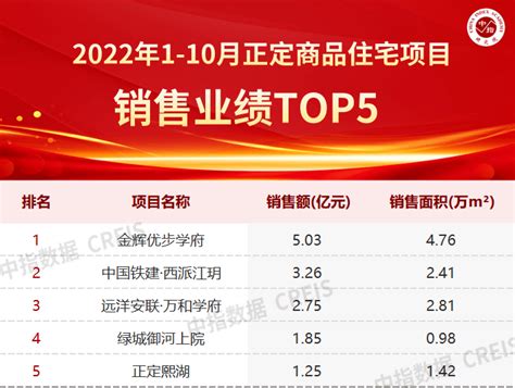 2022年1-10月石家庄房地产企业销售业绩TOP10_统计_数据_成交
