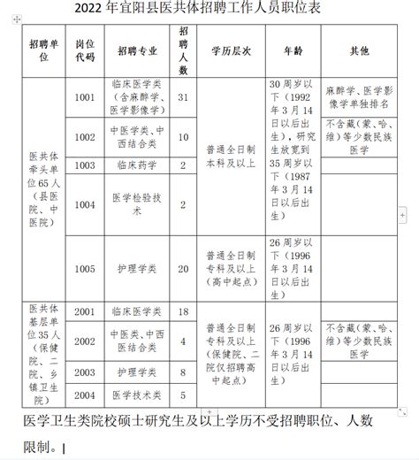 2022年宜阳县医共体招聘工作人员实施方案