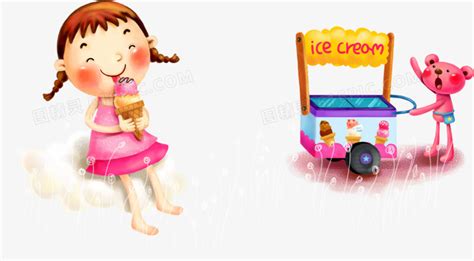 开心的吃这冰淇淋的女孩高清图片下载-正版图片600202145-摄图网