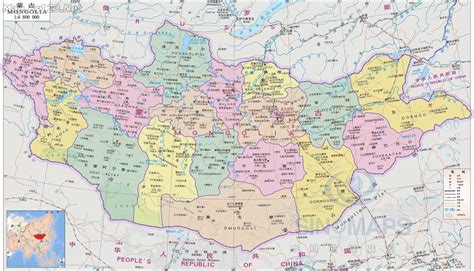 蒙古地图中英文对照版全图 - 中英世界地图 - 地理教师网