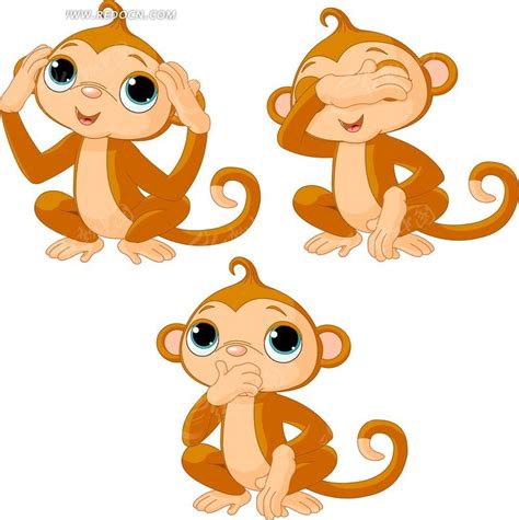 卡通可爱猴子矢量素材EPS免费下载_红动中国