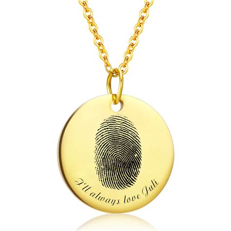 欧美热销 圆形Disc雕刻指纹名字图案照片不锈钢电镀真金项链饰品-阿里巴巴