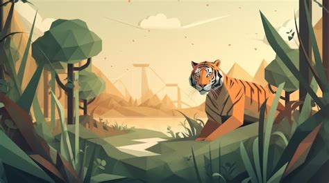 Un tigre de dibujos animados en un bosque con la palabra tigre en él ...