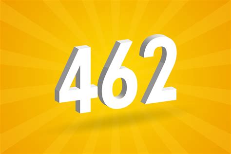 3D 462 number font alphabet. White 3D Number 462 with yellow background ...