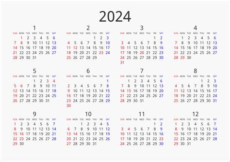 2024年 1ヶ月カレンダー 大きい文字 前後月入り | パソコンカレンダーサイト