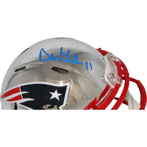 Drew Bledsoe Signed New England Patriots Chrome Mini Helmet Beckett ...