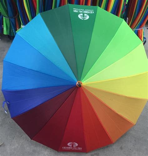 16骨直杆彩虹伞 素色长柄自动晴雨伞定制 银行保险LOGO广告礼品伞-阿里巴巴