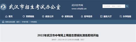 2022年湖北武汉中考网上填报志愿模拟演练入口（已开通）