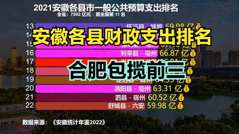 2021年安徽59个县财政支出排名，合肥包揽前三，阜阳三县跻身前十_新浪新闻