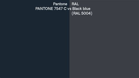 Pantone 7547 C vs RAL Black blue (RAL 5004) side by side comparison