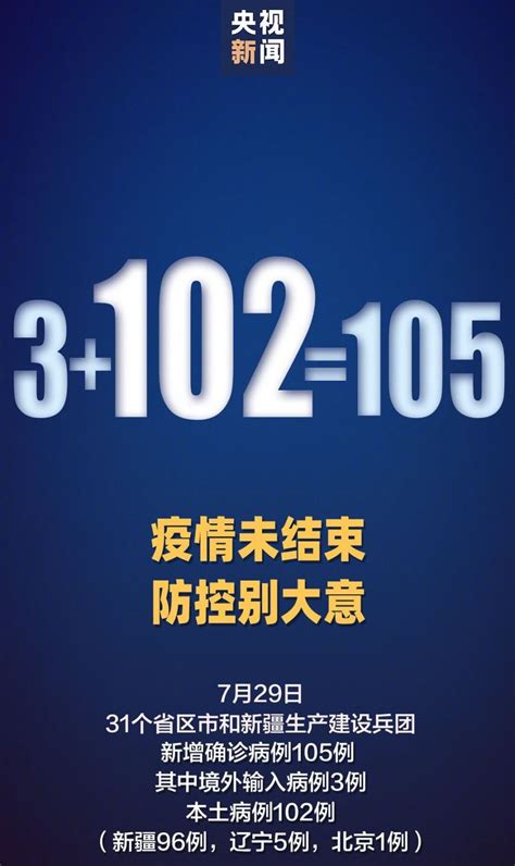 7月29日31省区市新增确诊105例(本土102例)- 上海本地宝