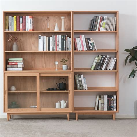 森植/5层实木书架北欧书房书柜客厅收纳柜简约落地置物架 可调节-美间设计