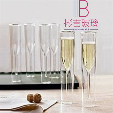厂家创意鸡尾酒杯欧美风双层香槟杯高脚杯郁金香杯空心管气泡酒杯-阿里巴巴