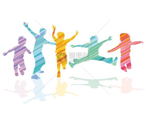 一群儿童跳跃并积极插画图片下载-正版图片402366992-摄图网