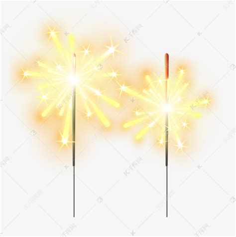 两根点燃的仙女棒烟花素材图片免费下载-千库网