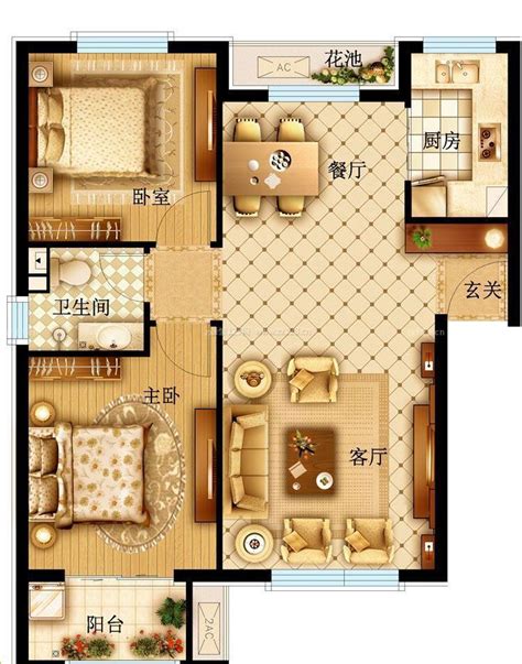 70平米两室一厅户型图,二居室最佳户型,70平米两室一厅装修_大山谷图库