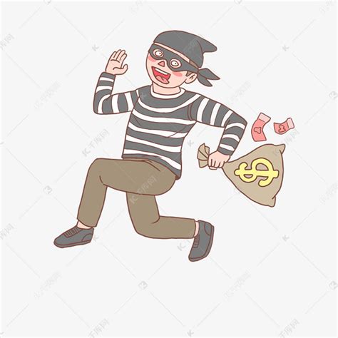 警察抓小偷卡通手绘素材图片免费下载-千库网