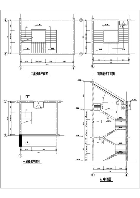三跑楼梯设计图纸方案 平面 剖面 节点 结构_楼梯设计__土木在线