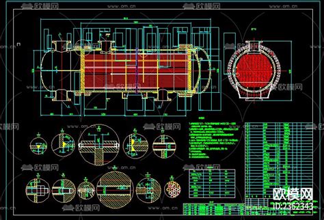 浮头式换热器装配图CAD施工图-免费3dmax模型库-欧模网