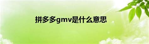 拼多多gmv是什么意思_智能手机网