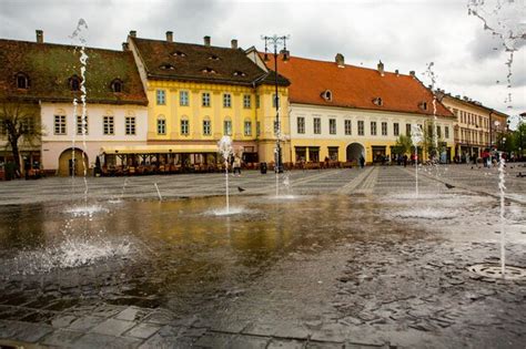 Premium Photo | Sibiu medieval street with historical buildings in the ...