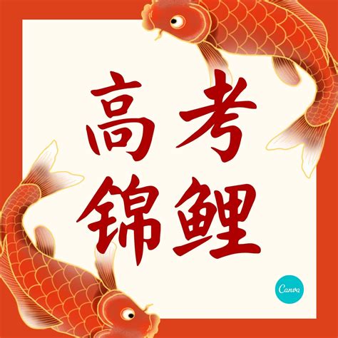红黄色高考锦鲤指南手绘高考节日宣传中文微信公众号小图 - 模板 - Canva可画