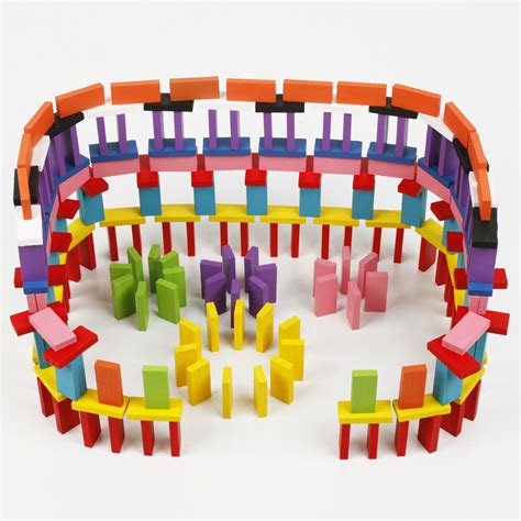 多米诺木质玩具120片大号彩色积木多米诺骨牌叠叠高智力拼搭玩具-阿里巴巴