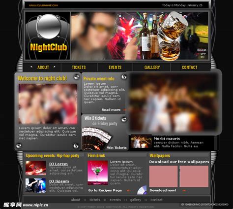 国外娱乐酒吧夜总会类网页模板设计图__英文模板_ web界面设计_设计图库_昵图网nipic.com