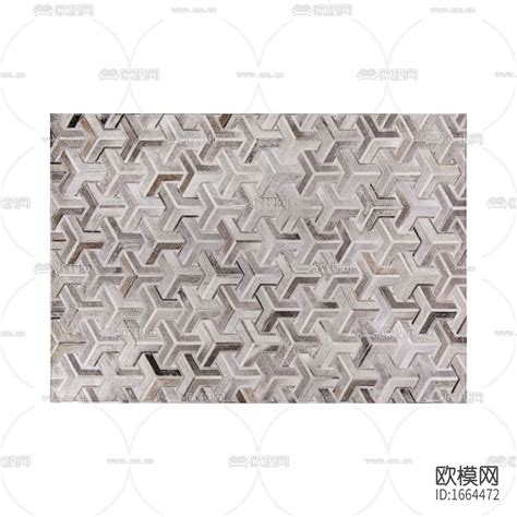 美式创意灰色纹理牛皮拼接地毯-软装图片免费下载-欧模网