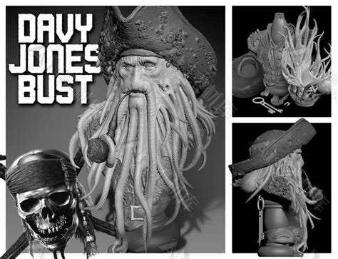 加勒比海盗 Davy Jones Bust 飞翔的荷兰人号 戴维琼斯 -3D打印模型(20135)STL格式-AN素材库