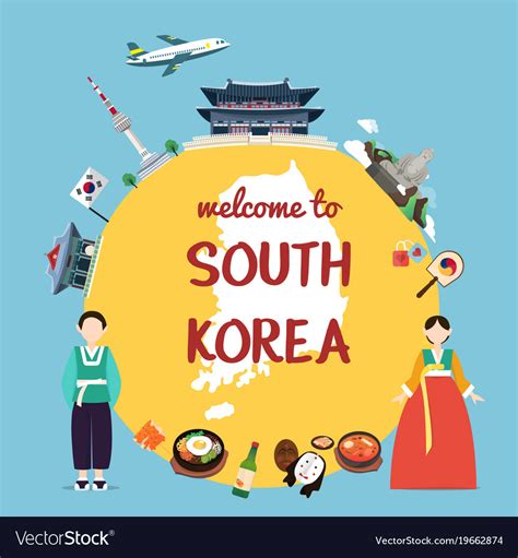 Welcome to south korea with landmarks and Vector Image
