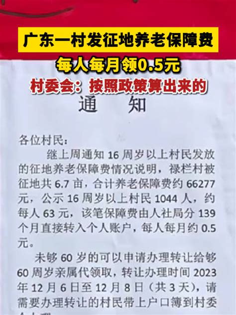 广东一村发征地补偿每人每月领0.5元|广东省|村民_新浪新闻