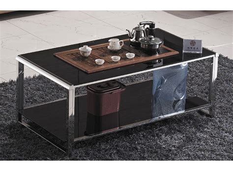 北欧轻奢钢化玻璃茶几圆形黑色不锈钢烤漆组合茶几客厅设计师桌子-阿里巴巴